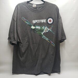 Spitfire Shirt Mens 2XL Gray Retro WWII Planes Labusch Skywear 1990's